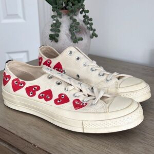 Final price ! Comme  des Garcons PLAY Cream and Red Sneakers